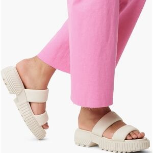 Sorel Ona Streetworks Slide Mid Cream Platform Sandals 8.5